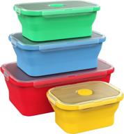 vremi silicone food storage containers: bpa free airtight plastic lids | set of 4 small and large collapsible meal prep containers for kitchen lunch boxes | microwave and freezer safe логотип