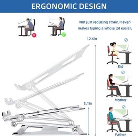 img 3 attached to 📚 Складной регулируемый подставка для ноутбука - InRobert эргономичный портативный подставка для компьютера, подставка с вентиляцией от тепла - подходит для MacBook Air/Pro, Dell, HP (до 17,3'')