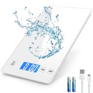 🥖 zibet rechargeable 33lb/15kg digital kitchen food scale, 1g/0.1oz precision, 5 measurement units, tare function, touch button, hook design, backlit lcd, waterproof glass surface (white) logo