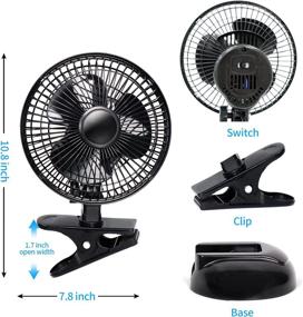 img 3 attached to 🖥️ EVELYN 6-Inch Convertible Desk & Clip Fan: Powerful Dual-Speeds with Secure Grip Clamp and Adjustable Tilt - Perfect for Home, Office, Dorm - Black (2PCS)