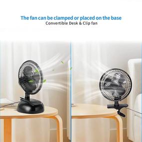 img 2 attached to 🖥️ EVELYN 6-Inch Convertible Desk & Clip Fan: Powerful Dual-Speeds with Secure Grip Clamp and Adjustable Tilt - Perfect for Home, Office, Dorm - Black (2PCS)