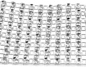 img 1 attached to 💎 Diamond Sparkling Rhinestone Mesh Ribbon Roll - Arts & Crafts, Event Decorations, Wedding Cake, Birthdays, Baby Shower - 1.5" x 3 Yards, 8 Row - Super Z Outlet (Silver)