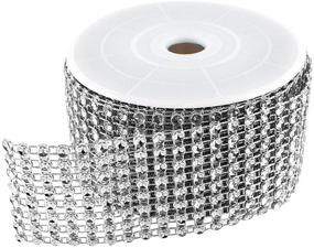 img 3 attached to 💎 Diamond Sparkling Rhinestone Mesh Ribbon Roll - Arts & Crafts, Event Decorations, Wedding Cake, Birthdays, Baby Shower - 1.5" x 3 Yards, 8 Row - Super Z Outlet (Silver)