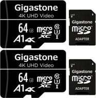 💾 gigastone 64gb 2-pack micro sd card, 4k uhd video, surveillance security camera drone pro, 90mb/s micro sdxc uhs-i u3 class 10+ logo