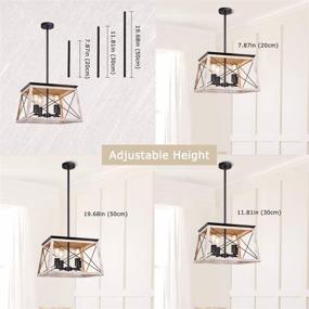 img 2 attached to 🏡 Henveton 4-Light Island Light, Industrial Kitchen Pendant Lighting Fixtures Metal Vintage Farmhouse Chandeliers Ceiling Linear Fixture for Dining Room, Kitchen, Living Room, Entryway- Rustic White with Improved SEO