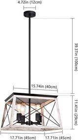 img 3 attached to 🏡 Henveton 4-Light Island Light, Industrial Kitchen Pendant Lighting Fixtures Metal Vintage Farmhouse Chandeliers Ceiling Linear Fixture for Dining Room, Kitchen, Living Room, Entryway- Rustic White with Improved SEO