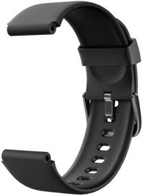 img 2 attached to 📱 Comfortable Soft Silicone Smart Watch Bands Replacement Straps - Compatible with YAMAY SW021 ID205L ID205S Smart Watch (Black)