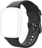 📱 comfortable soft silicone smart watch bands replacement straps - compatible with yamay sw021 id205l id205s smart watch (black) logo