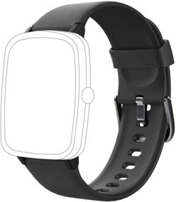 img 4 attached to 📱 Comfortable Soft Silicone Smart Watch Bands Replacement Straps - Compatible with YAMAY SW021 ID205L ID205S Smart Watch (Black)