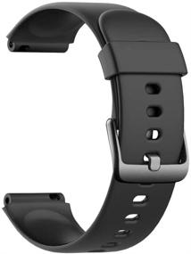 img 1 attached to 📱 Comfortable Soft Silicone Smart Watch Bands Replacement Straps - Compatible with YAMAY SW021 ID205L ID205S Smart Watch (Black)