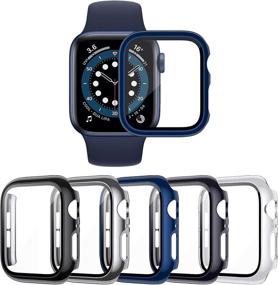 img 4 attached to 5-пакетный защитный стеклянный экран VASG для чехла Apple Watch Series 6 / SE / Series 5 / Series 4 44 мм - ультратонкий полный бампер с сенсорным экраном.