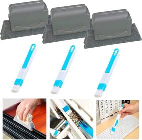 img 4 attached to 🪟 6PCS Window Groove Cleaning Brush Set, Window Track Gap Brushes, Blind Track Cleaners Tools for Quick Cleaning of Corners and Gaps (Gray)