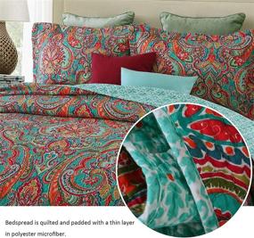 img 3 attached to 🛏️ King Size 100% Cotton Jacquard Style Quilt Set with Paisley Patchwork - 3-Piece Coverlet Set