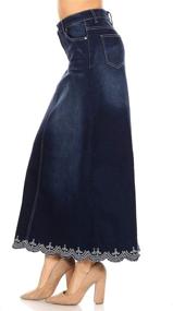 img 1 attached to Fashion2Love Women's Juniors/Plus Size Long A-Line Denim Maxi Skirt with Stretch Fabric