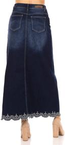 img 2 attached to Fashion2Love Women's Juniors/Plus Size Long A-Line Denim Maxi Skirt with Stretch Fabric