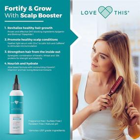 img 2 attached to 🌿 Revitalize Hair Growth with Love This Hair & Scalp Booster - All-Natural Serum with Argan Oil, Aloe, Keratin Protein, Biotin & Caffeine - pH Balanced & Sulfate Free - 4 oz