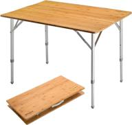 kingcamp bamboo heavy duty environmentally friendly folding table, anti-uv, portable, 176 lbs weight capacity, adjustable heights, ideal for picnics, camping, 4-6 people логотип