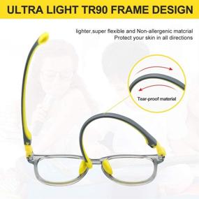 img 3 attached to 💛 Yellow Kids Blue Light Blocking Glasses for Ages 3-12 - Anti Eye Strain Computer Glasses with UV400 Protection - Transparent Anti Blue Light Glasses