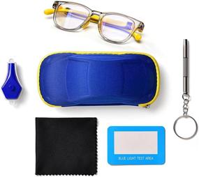 img 4 attached to 💛 Yellow Kids Blue Light Blocking Glasses for Ages 3-12 - Anti Eye Strain Computer Glasses with UV400 Protection - Transparent Anti Blue Light Glasses