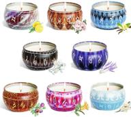 🎁 women's gift set: 8 pack of scented candles, 2.5oz soy wax travel tins for aromatherapy in bath, yoga, and sleep. perfect stress relief for thanksgiving and christmas candle gifts. logo