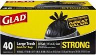 🗑️ glad large quick-tie trash bags - extra strong 30 gallon black trash bag - 40 count - superior waste management solution logo