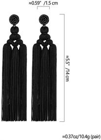 img 3 attached to Enchanting Boho Tassel Layered Dangle Earrings: Handcrafted Vintage Knot-Fringe Chandeliers for Women & Teens