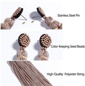 img 2 attached to Enchanting Boho Tassel Layered Dangle Earrings: Handcrafted Vintage Knot-Fringe Chandeliers for Women & Teens