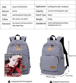 img 2 attached to 🎒 Spalison Striped Flower Blue Backpack: Ideal Kids' Daypack for School & Travel