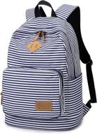 🎒 spalison striped flower blue backpack: ideal kids' daypack for school & travel логотип