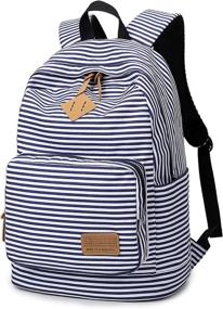 img 4 attached to 🎒 Spalison Striped Flower Blue Backpack: Ideal Kids' Daypack for School & Travel