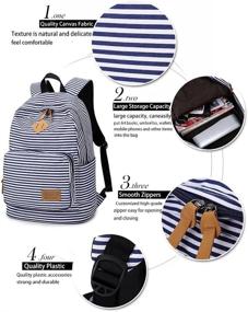 img 3 attached to 🎒 Spalison Striped Flower Blue Backpack: Ideal Kids' Daypack for School & Travel