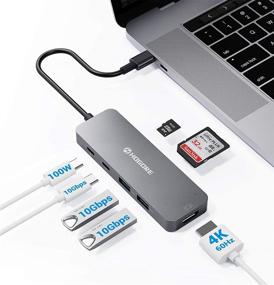 img 4 attached to 🔌 HOGORE GEN 2 USB C Hub: 7-in-1 Dongle with 4K@60Hz HDMI, 100W PD Charging, Thunderbolt 3 Compatibility, MacBook Pro/Air, XPS 13/15