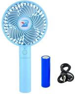 jjlng personal fans - handheld fan usb with 3 wind settings, strong & silent, rechargeable & replaceable battery - ideal for home, office, and outdoor use (blue) logo