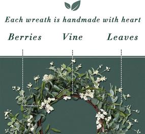 img 2 attached to 🌿 Excluronlder 20" Artificial Eucalyptus Wreath - All Season Large Front Door Wreath with Green Leaves and Berries - Indoor Outdoor Porch Farmhouse Patio Garden Window Wall Décor