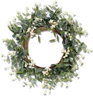 🌿 excluronlder 20" artificial eucalyptus wreath - all season large front door wreath with green leaves and berries - indoor outdoor porch farmhouse patio garden window wall décor логотип