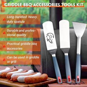 img 3 attached to 🔥 GYYSHH Griddle BBQ Grill Accessories for Blackstone: Extra Long Spatula, Scraper, Perfect for Outdoor Cooking and Camping