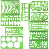 📏 10 piece clear green plastic geometric rulers stencils templates measuring templates for drawing, engineering, drafting, building - school and office supplies logo