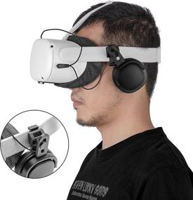 img 1 attached to 🎧 2021 улучшенные стерео-наушники для виртуальной реальности Oculus Quest 2 Elite Head Strap & Original Head Strap-On Ear Bass-3D Printed Clip Adapters (черный-01)