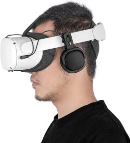 img 4 attached to 🎧 2021 улучшенные стерео-наушники для виртуальной реальности Oculus Quest 2 Elite Head Strap & Original Head Strap-On Ear Bass-3D Printed Clip Adapters (черный-01)