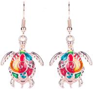 🐢 stylish maloyanve sea animal dangle earrings: colorful enamel with sea turtle design, perfect fashion jewelry for women and girls – unique gift and souvenir logo