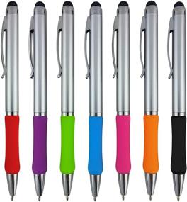 img 2 attached to 2-in-1 Stylus Touch Pen for iPad, iPhone, Kindle, Nook, Samsung Galaxy & More - Sensitive Stylus Tip, Assorted Grip Colors, Black Ink, 7 Pack