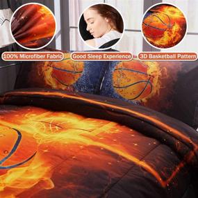 img 2 attached to Sisher Basketball Comforter Full - 3D Printed Sport Microfiber Set for Boys Kids Teen - Quilt Bedding Sets with 1 Comforter, 2 Pillowcases - Size 78x90 Inch