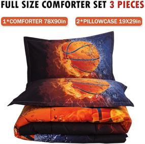 img 3 attached to Sisher Basketball Comforter Full - 3D Printed Sport Microfiber Set for Boys Kids Teen - Quilt Bedding Sets with 1 Comforter, 2 Pillowcases - Size 78x90 Inch