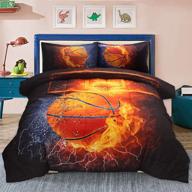 sisher basketball comforter full - 3d printed sport microfiber set for boys kids teen - quilt bedding sets with 1 comforter, 2 pillowcases - size 78x90 inch logo