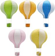 🎈 hanging hot air balloon paper lanterns set: perfect party decoration for birthday, wedding & christmas celebration - 12 inch, pack of 5 pieces logo