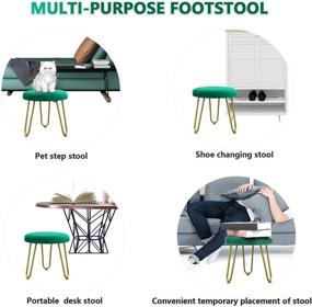 img 2 attached to 🪑 Green Round Ottoman Footrest with Gold Metal Legs, CLSYO Small Foot Stool for Modern Home Living Room Bedroom, 12 in Seat Stool