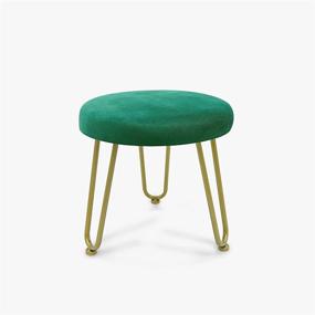 img 4 attached to 🪑 Green Round Ottoman Footrest with Gold Metal Legs, CLSYO Small Foot Stool for Modern Home Living Room Bedroom, 12 in Seat Stool