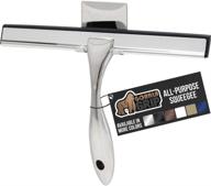 🚿 gorilla grip stainless steel shower and window squeegee - streak free shine for bathroom showers, glass doors, home mirrors, car windows - all purpose cleaner with adhesive holder - 10 inch silver logo