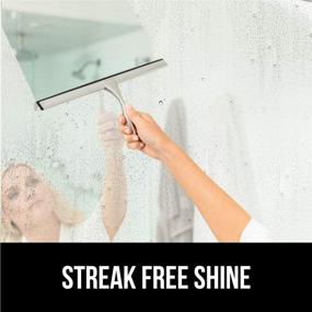 img 3 attached to 🚿 Gorilla Grip Stainless Steel Shower and Window Squeegee - Streak Free Shine for Bathroom Showers, Glass Doors, Home Mirrors, Car Windows - All Purpose Cleaner with Adhesive Holder - 10 Inch Silver