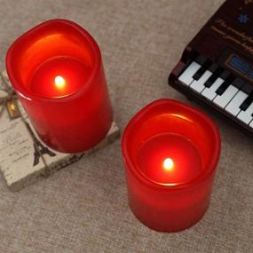 img 2 attached to 🕯️ Urchoice Red Flameless Candles - Real Wax, Flickering LED, Set of 2 with Remote & Timer